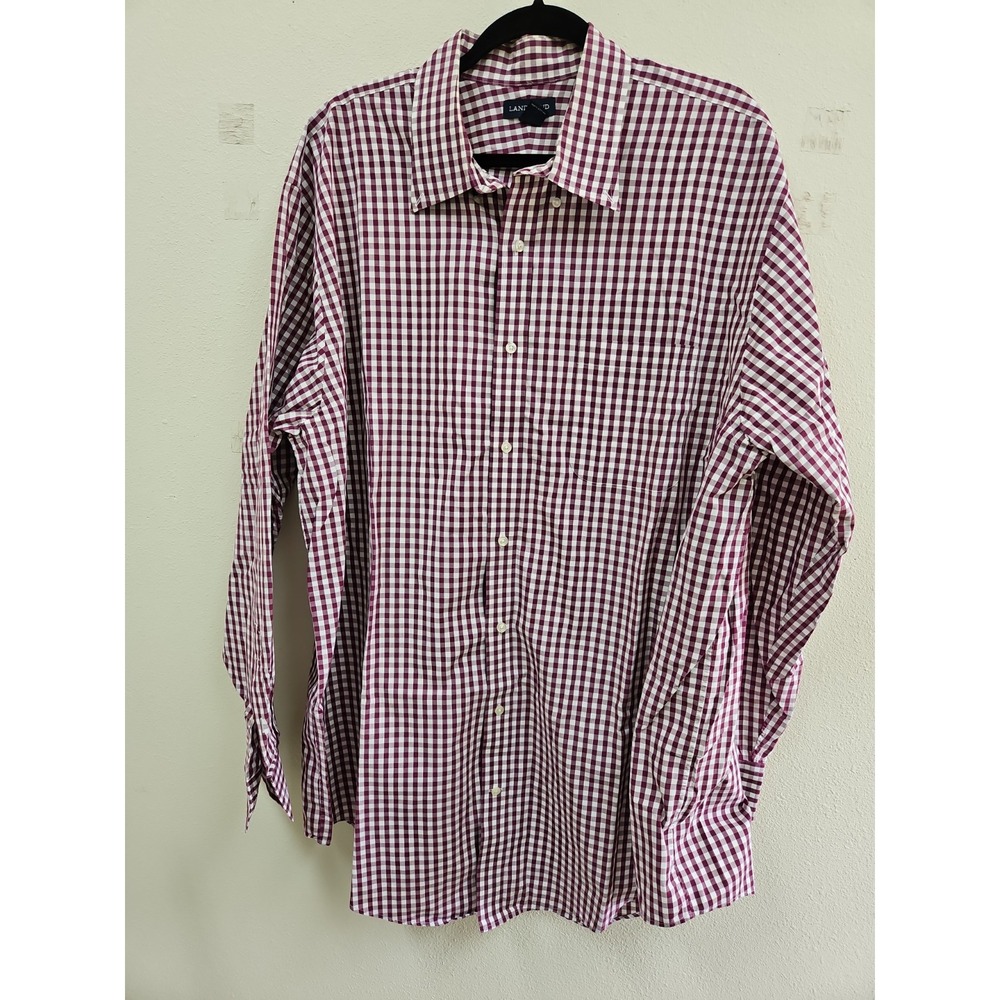 Lands End Mens Check Shirt 18-36 Xl Tall Long Sleeve